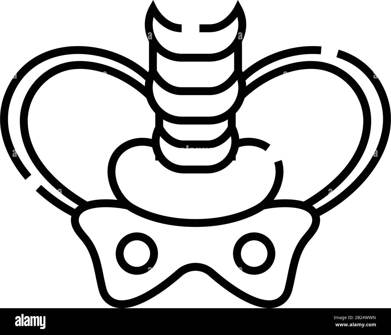 Icône de ligne d'os pelviens, signe de concept, illustration vectorielle de contour, symbole linéaire. Illustration de Vecteur