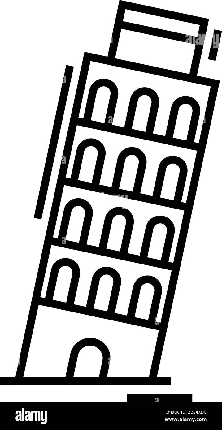 Icône de la ligne de la tour de Pise, panneau concept, illustration vectorielle, symbole linéaire. Illustration de Vecteur