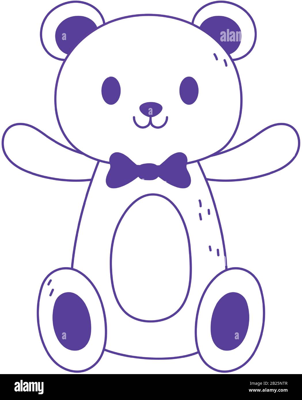 ours en peluche pour enfants avec noeud papillon dessin animé icône fond  blanc illustration vectorielle style ligne Image Vectorielle Stock - Alamy