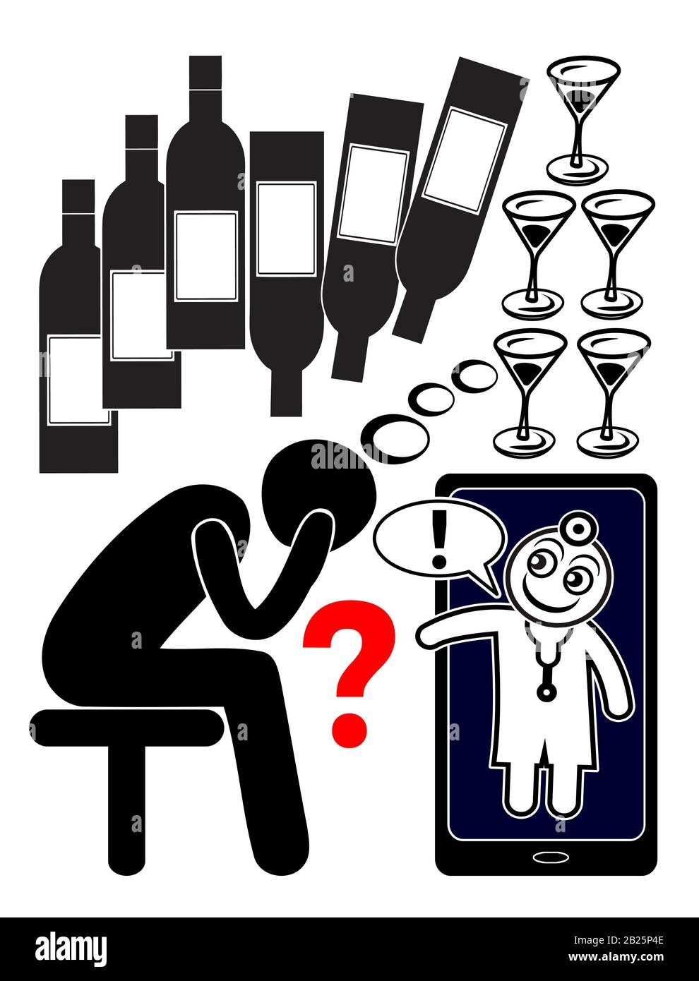 Appelez le médecin pour obtenir de l'aide médicale afin de vous retirer de l'alcoolisme Banque D'Images