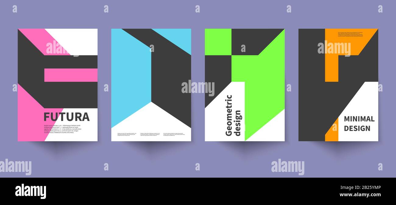 Affiche géométrique minimaliste, modèle de couverture minimal, brochure abstraite, motif vectoriel de style suisse Illustration de Vecteur