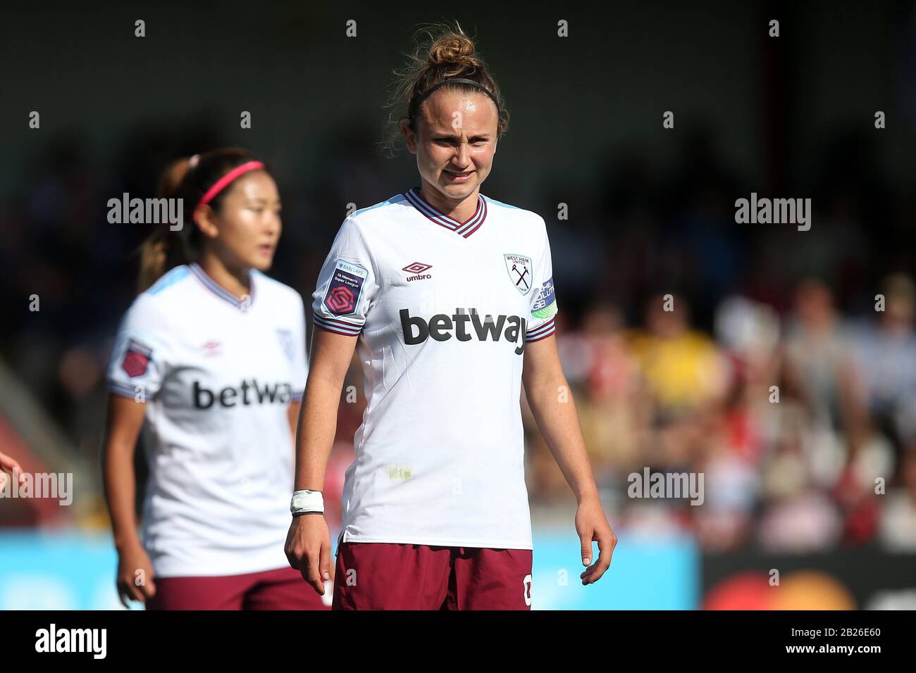 Martha Thomas de West Ham pendant Arsenal Women vs West Ham United Women, Barclays FA Women's Super League Football au Meadow Park le 8 septembre 201 Banque D'Images