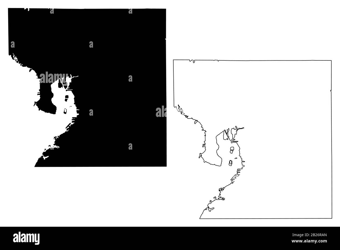 Hillsborough County, Floride (comté des États-Unis, États-Unis d'Amérique, États-Unis, États-Unis, États-Unis) illustration vectorielle de carte, esquisse de gribble carte de Hillsborough Illustration de Vecteur