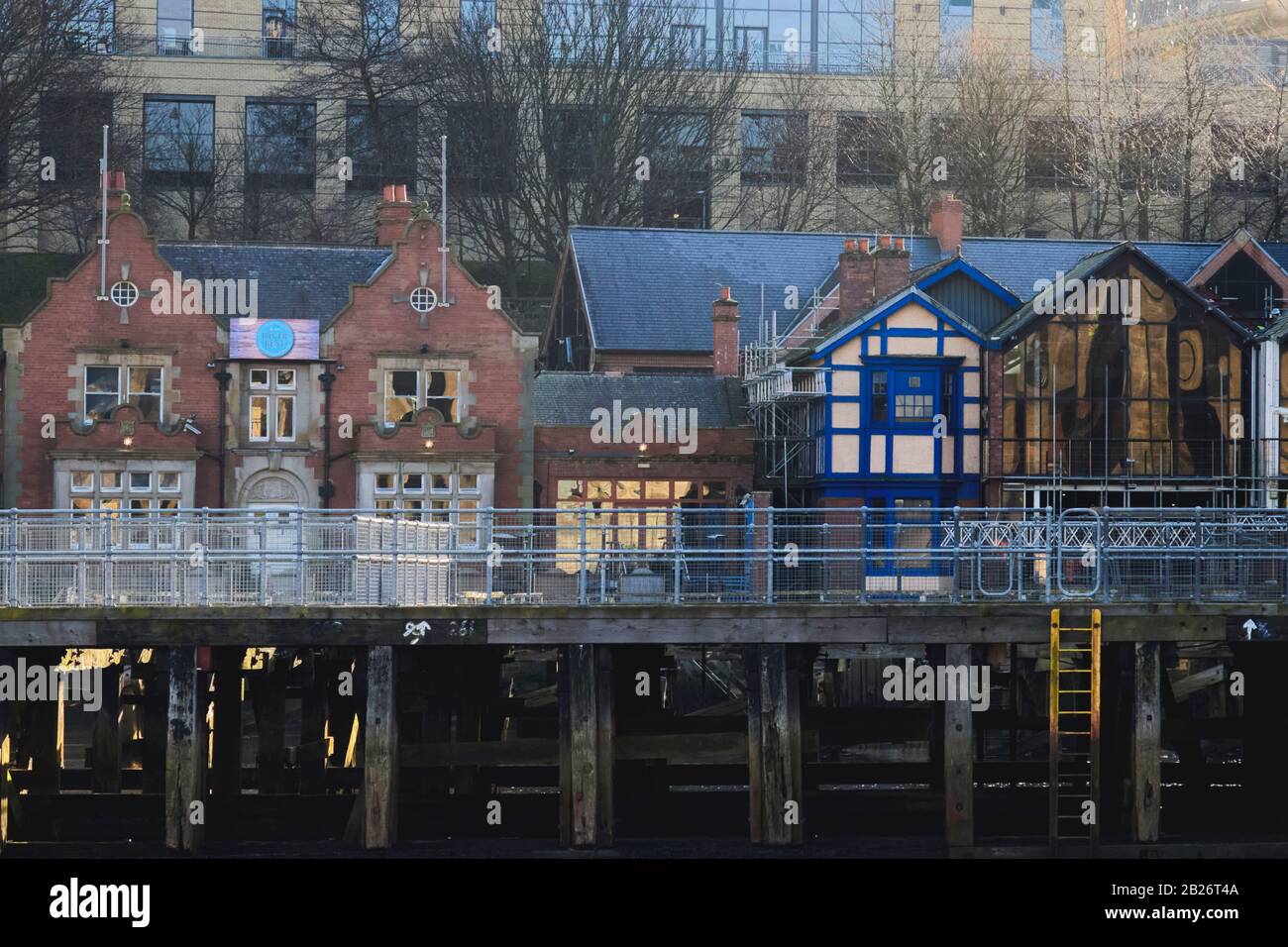 Travaux de rénovation le long du quai de Gateshead, Angleterre Banque D'Images