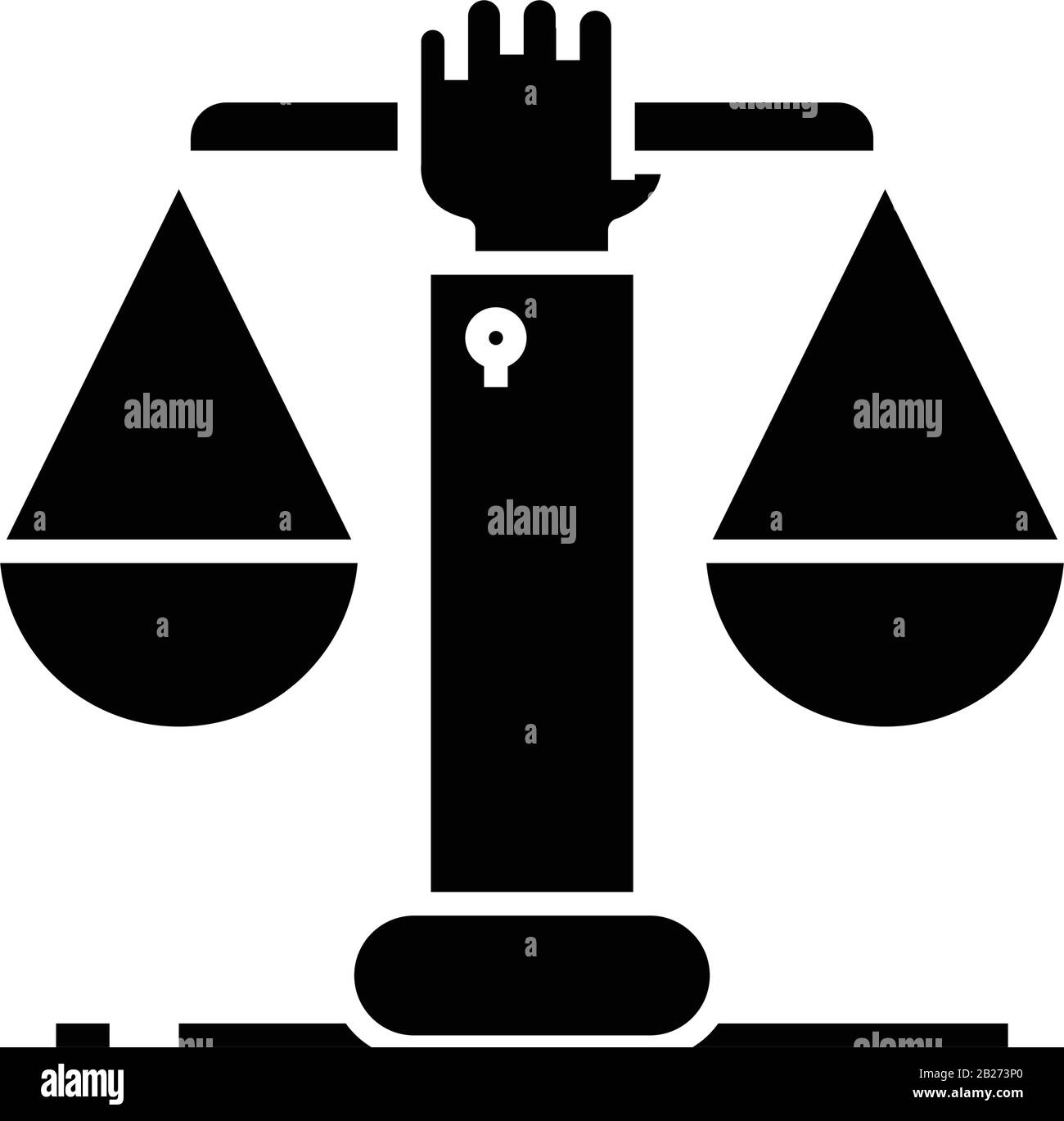 Main de justice icône noire, illustration de concept, symbole vectoriel plat, signe glyphe. Illustration de Vecteur