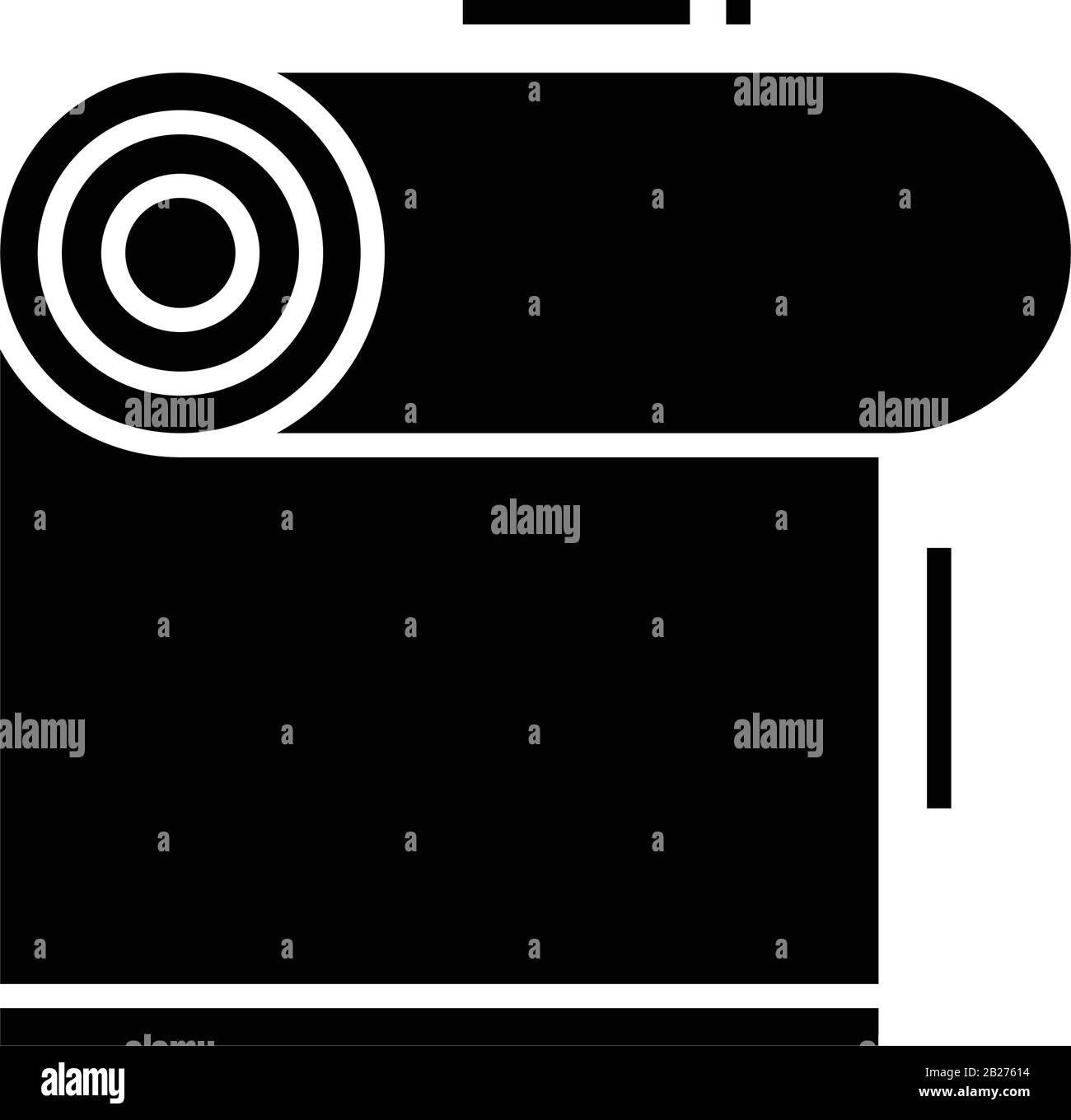 Icône noire tapis de gym, illustration conceptuelle, symbole vectoriel plat, signe glyphe. Illustration de Vecteur