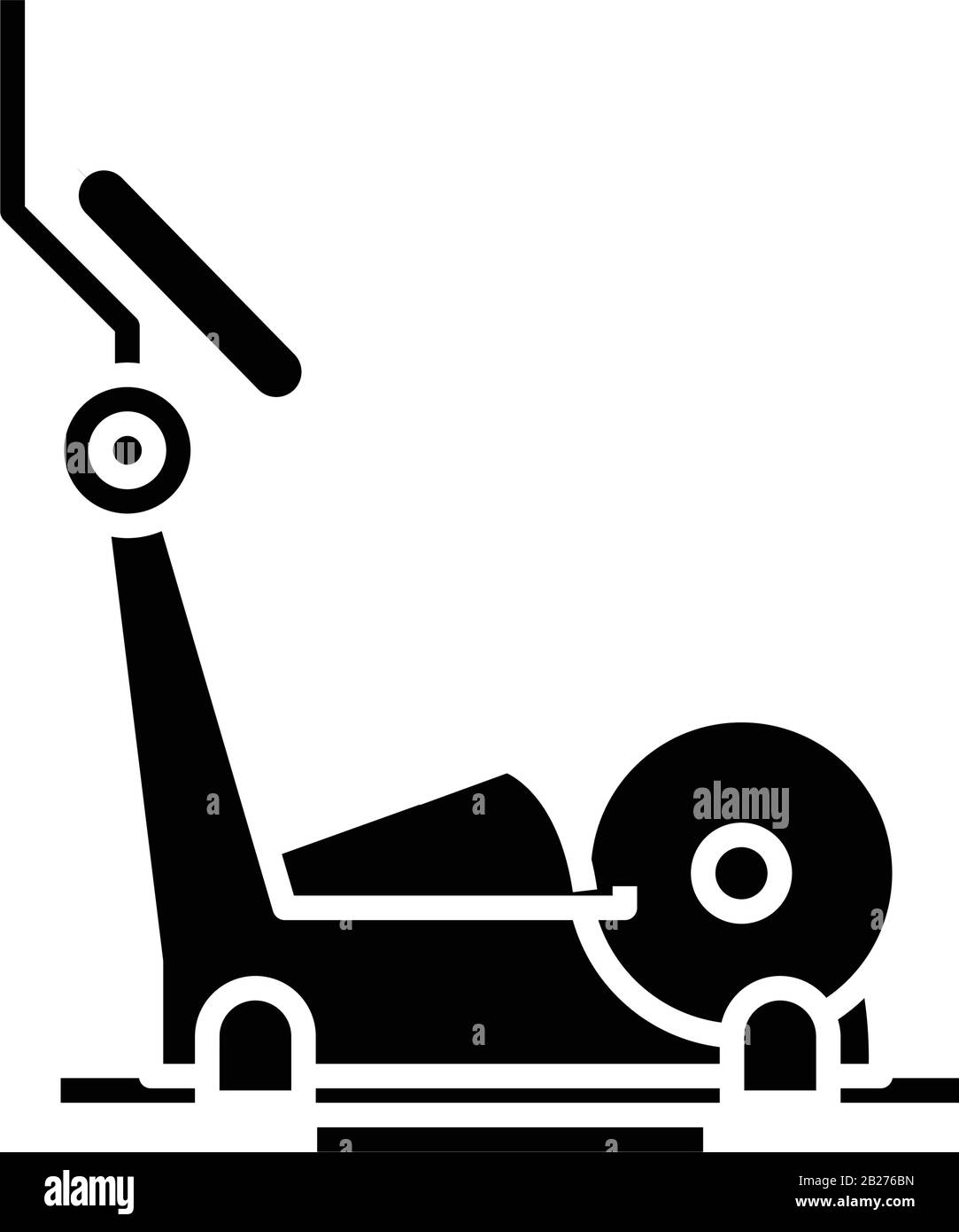 Icône noire du simulateur de salle de sport, illustration du concept, symbole vectoriel plat, signe glyphe. Illustration de Vecteur