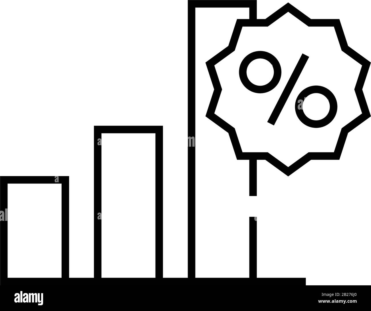 Icône de ligne de graphique de vente, signe de concept, illustration vectorielle de contour, symbole linéaire. Illustration de Vecteur