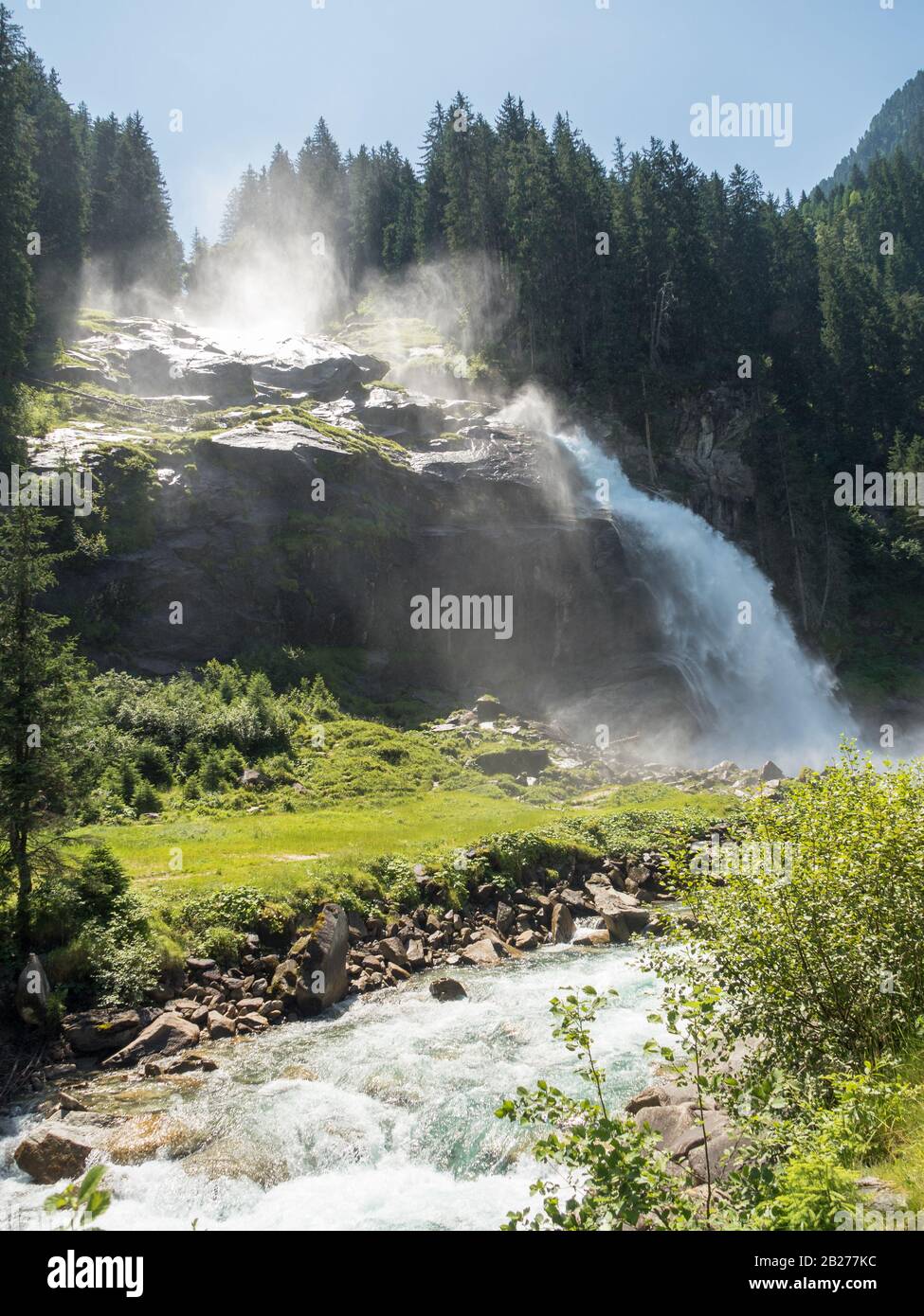 Chutes De Krimml (Krimmler Wasserfälle) Dans Le Parc National Du Haut Tauern, Autriche Banque D'Images