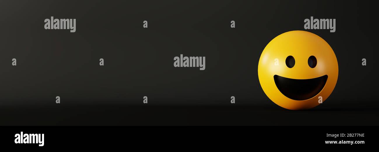 Heureux et riant les émoticônes de rendu de l'arrière-plan, les médias sociaux et le concept de communication Banque D'Images