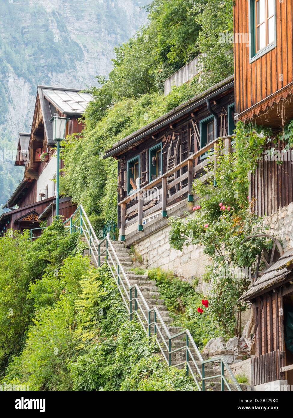 Bâtiments du centre de Hallstatt, Haute-Autriche, Autriche Banque D'Images