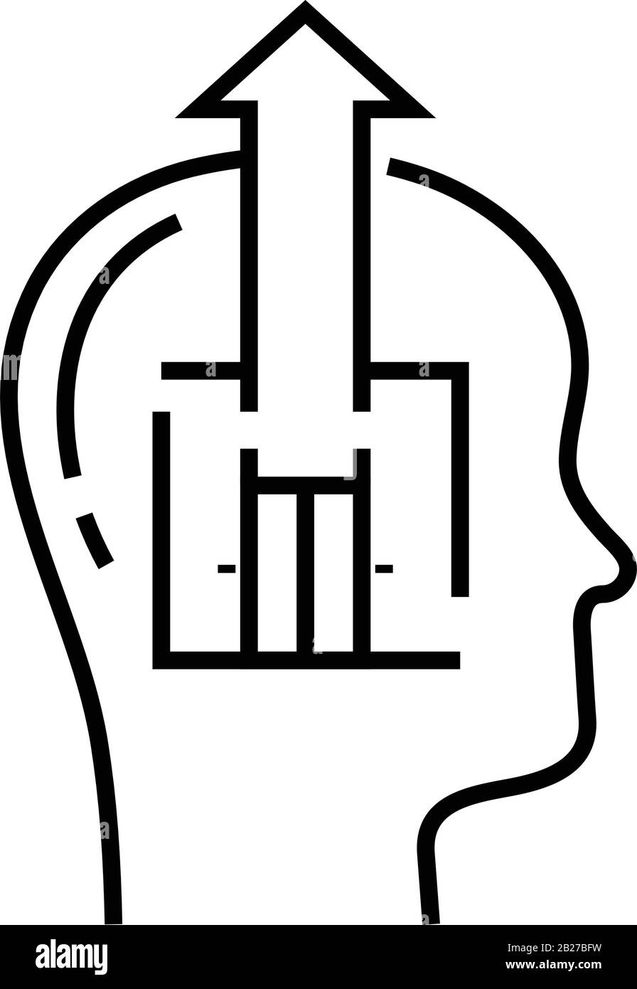 Icône de ligne d'idée intelligente, signe de concept, illustration vectorielle de contour, symbole linéaire. Illustration de Vecteur