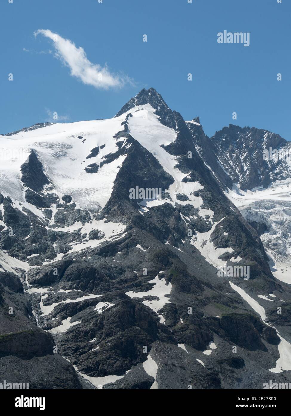 Vue sur la montagne Grossglockner dans le parc national du Haut Tauern, Autriche Banque D'Images