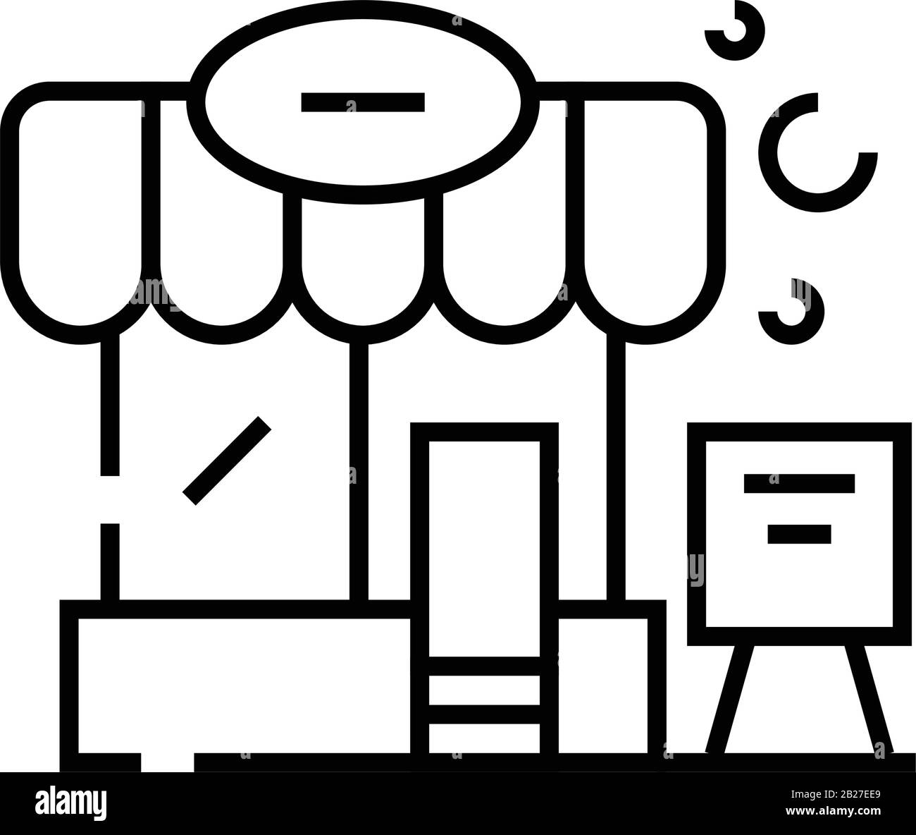 Icône de la ligne de café en bordure de route, panneau concept, illustration vectorielle, symbole linéaire. Illustration de Vecteur