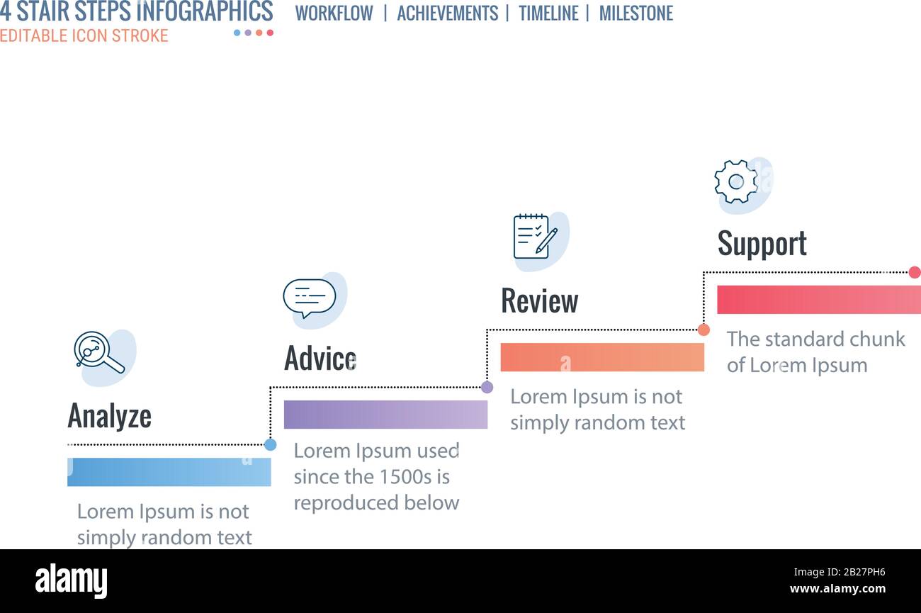 Marches d'escalier, échelle de réalisation, modèle d'infographies de la chronologie, niveaux de démarrage. Leadership commercial, concept avec 6 étapes de processus, contour modifiable Illustration de Vecteur