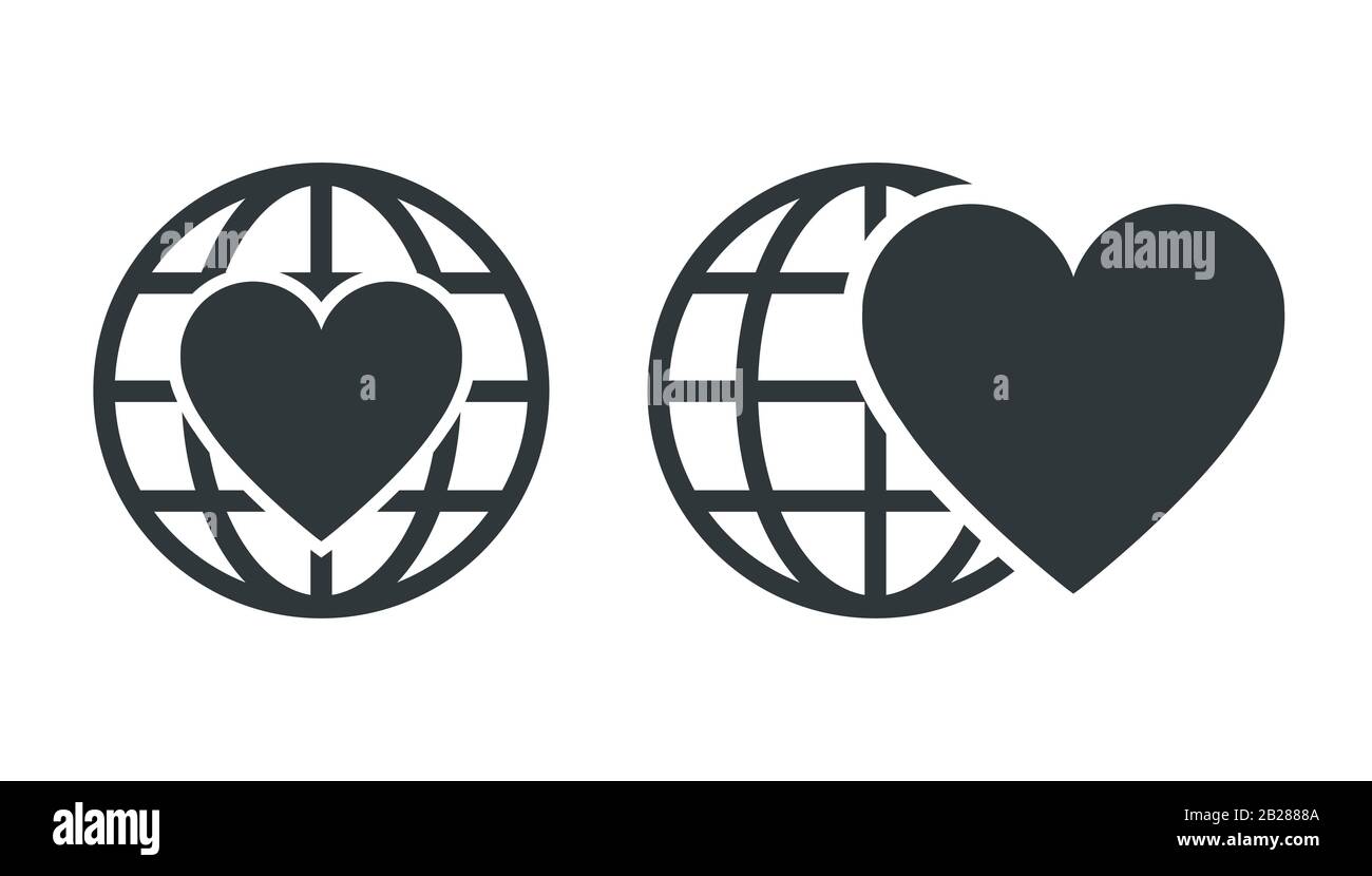 Globe avec icône de coeur. Illustration vectorielle Illustration de Vecteur