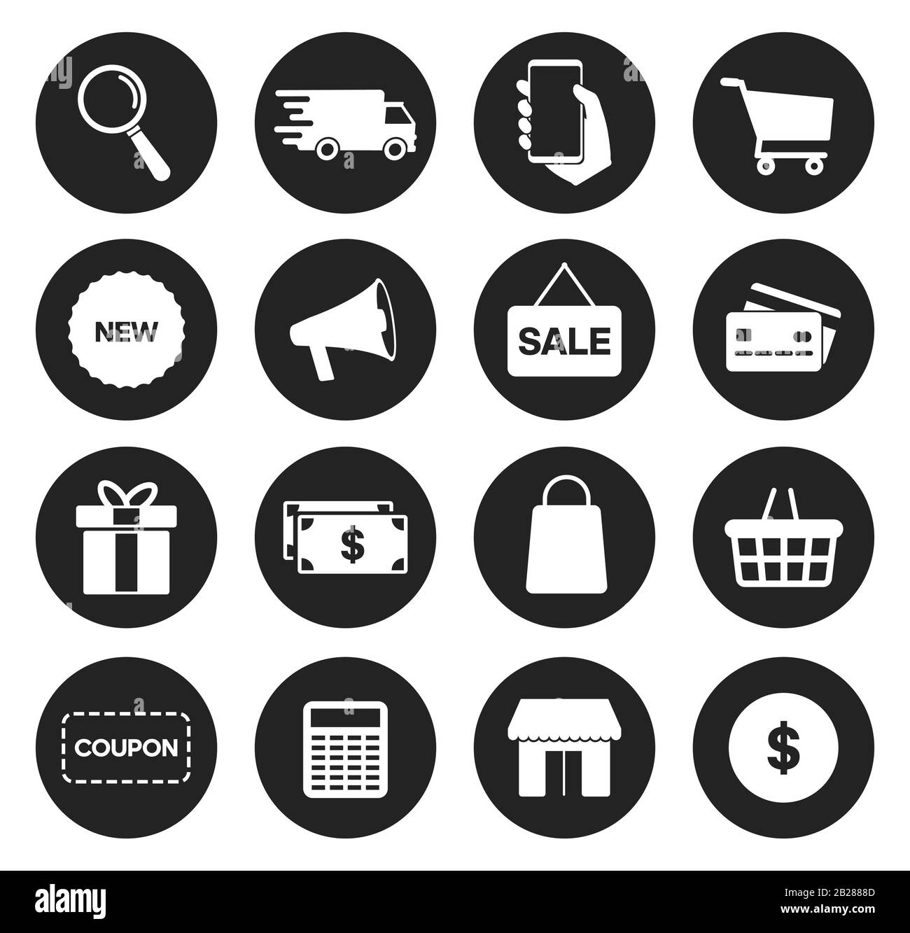 Icônes d'achats en ligne définies, illustration vectorielle des éléments de paiement Illustration de Vecteur