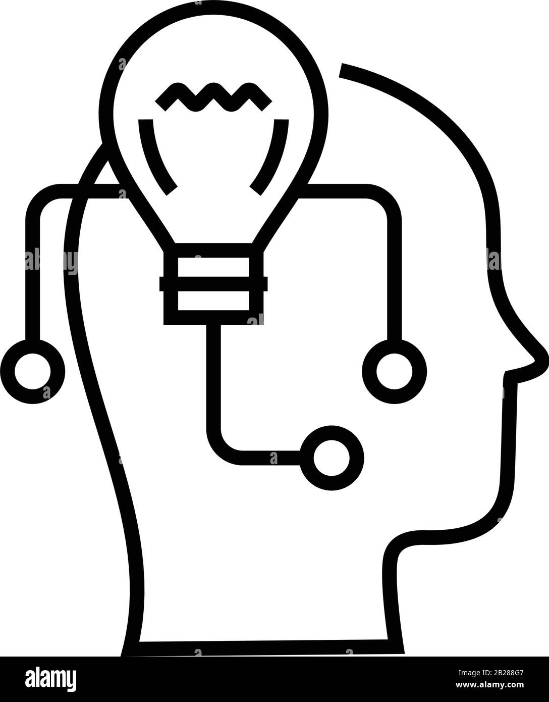 Icône de ligne d'idée intelligente, signe de concept, illustration vectorielle de contour, symbole linéaire. Illustration de Vecteur