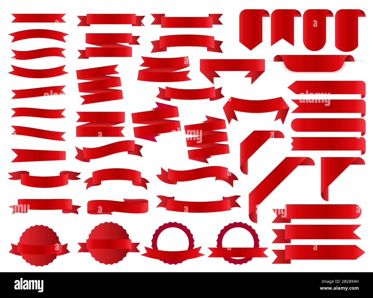 Bannières en ruban rouge, jeu d'étiquettes de modèle. Vierge pour le graphique de décoration. Illustration vectorielle Illustration de Vecteur