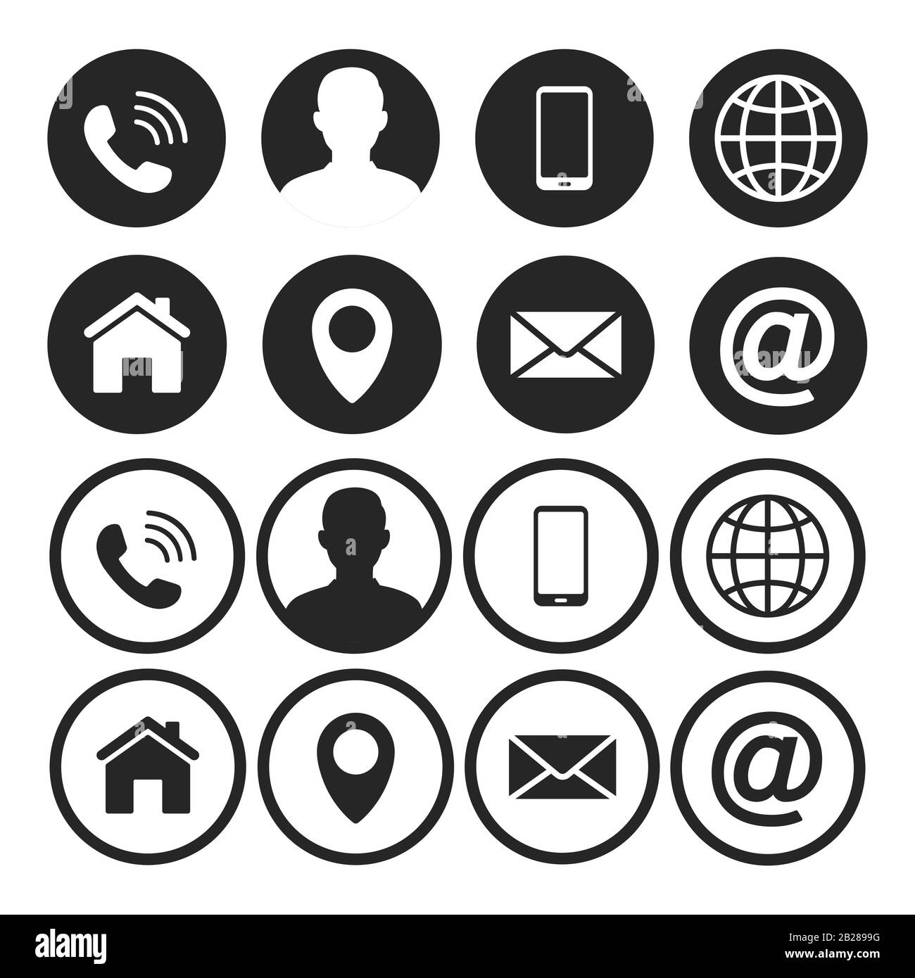 Icônes des informations de contact de la carte de visite. Illustration vectorielle. Illustration de Vecteur