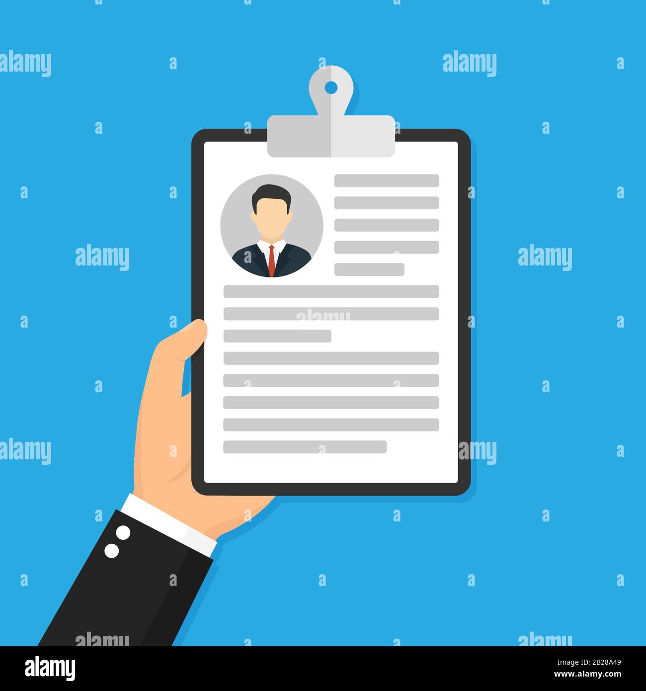 Presse-papiers avec icône silhouette homme. Concept d'entretien dans un style plat. Illustration vectorielle. Illustration de Vecteur