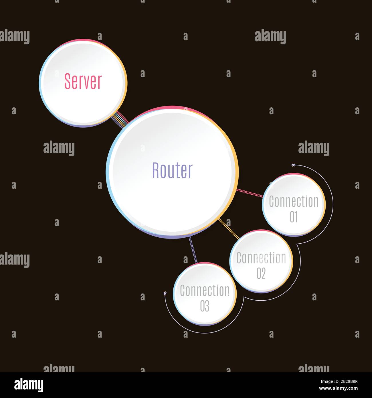 infographie en 3 étapes, infographie sur le flux de trois choix, diagramme circulaire des processus d'options, données, cycle de projet Illustration de Vecteur