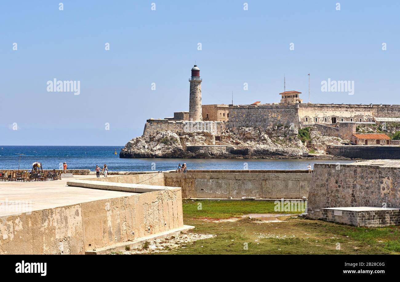 Vue panoramique sur le phare de Cuba. Faro Castillo del Morro est un phare à la Havane, Cuba Banque D'Images