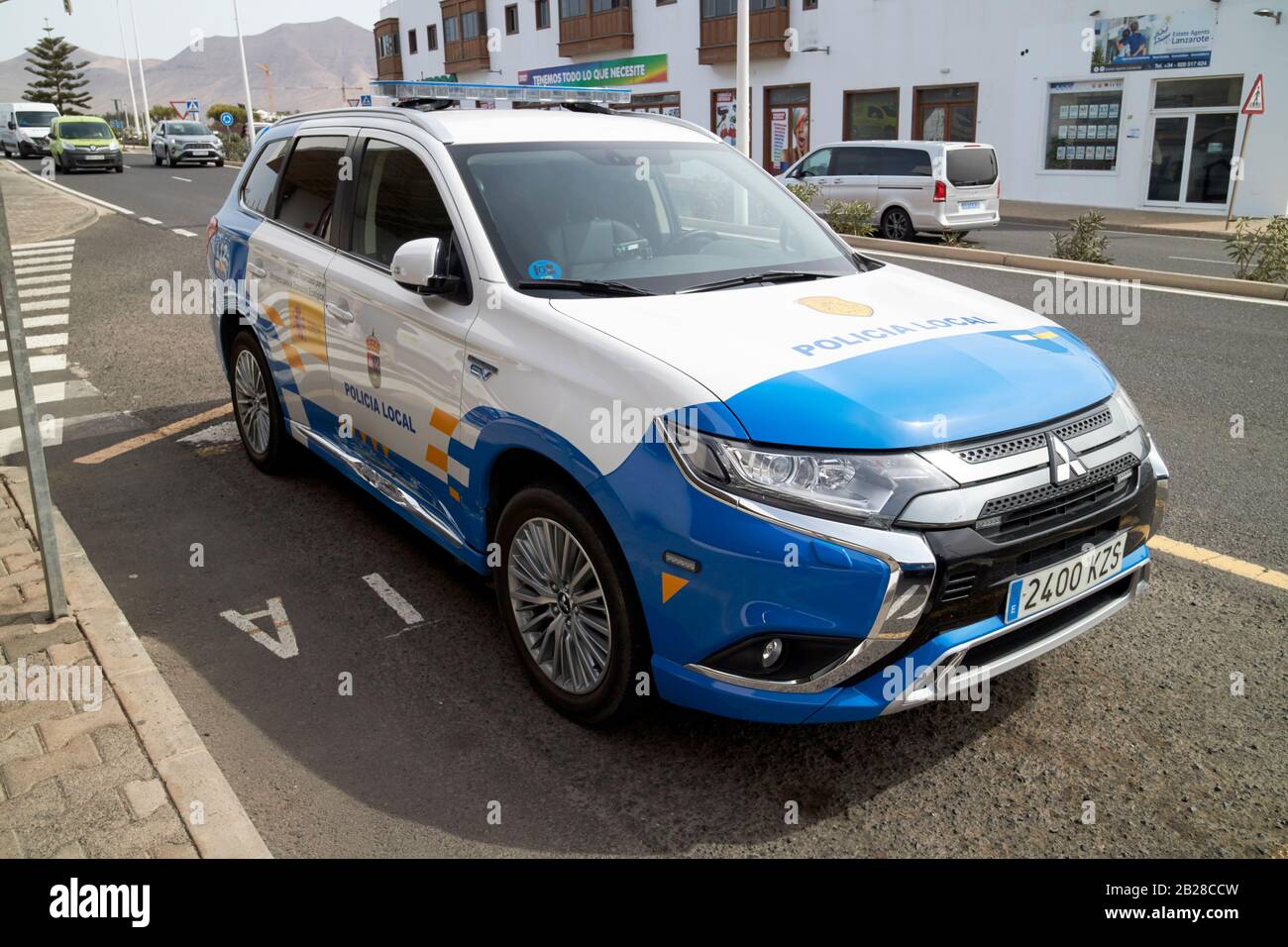 Mitsubishi outlander hybride policia police locale patrouille véhicule voiture Lanzarote îles canaries espagne Banque D'Images