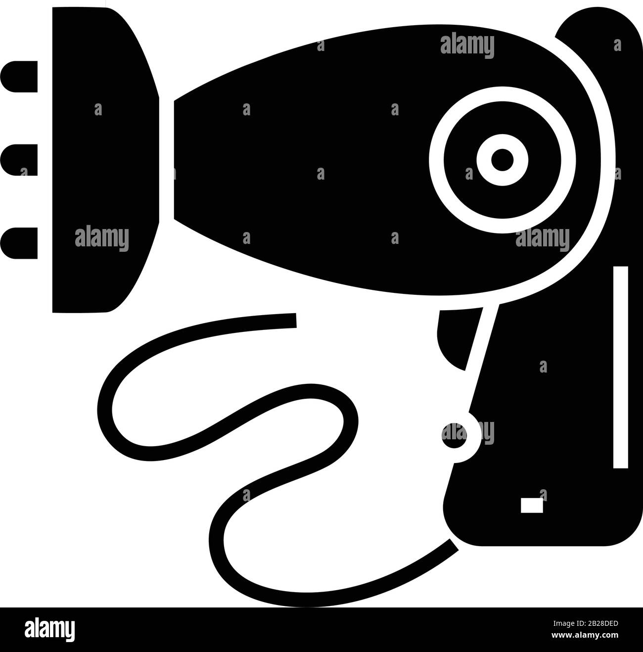 Icône noire sèche-cheveux, illustration du concept, symbole plat vectoriel, signe glyphe. Illustration de Vecteur