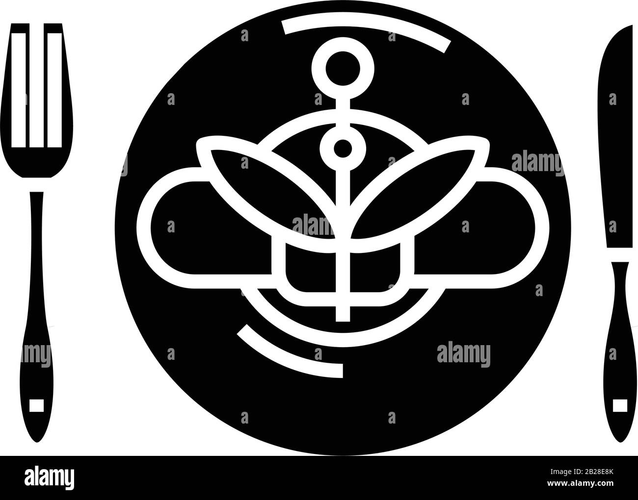 Icône noire dîner de vacances, illustration du concept, symbole plat vectoriel, signe glyphe. Illustration de Vecteur