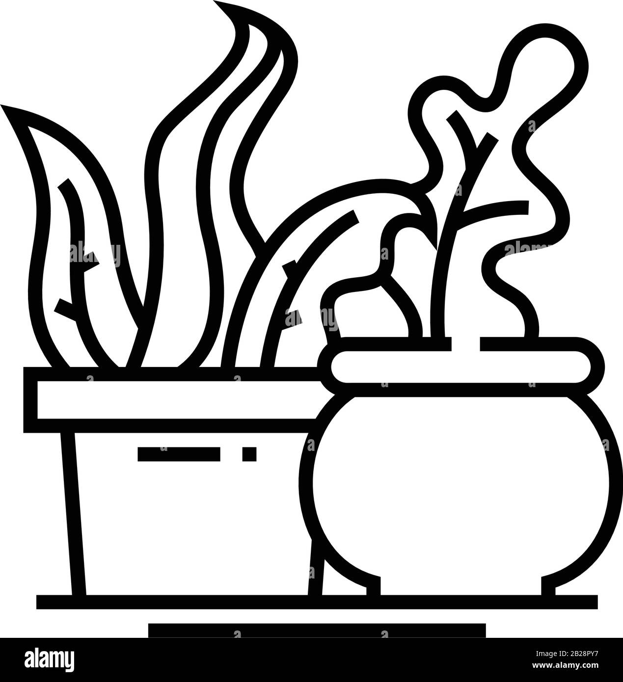 Icône de ligne plantes de la salle, signe concept, illustration vectorielle, symbole linéaire. Illustration de Vecteur