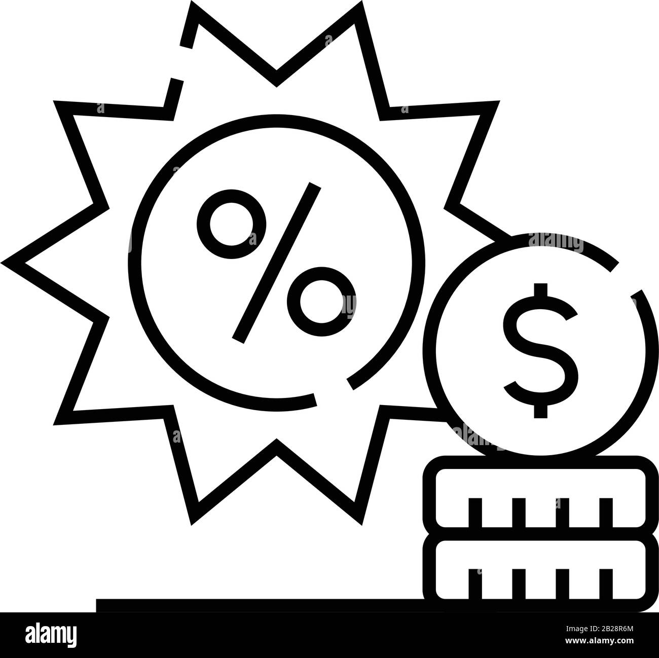 Icône de ligne de vente, signe de concept, illustration vectorielle de contour, symbole linéaire. Illustration de Vecteur