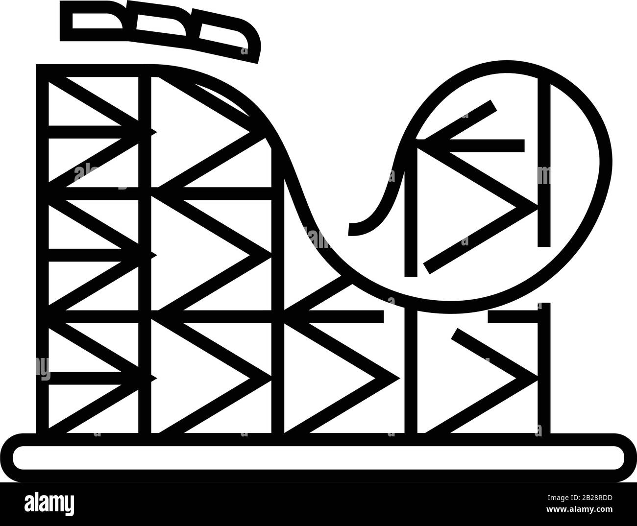 Icône de ligne de montagnes russes, signe de concept, illustration vectorielle de contour, symbole linéaire. Illustration de Vecteur