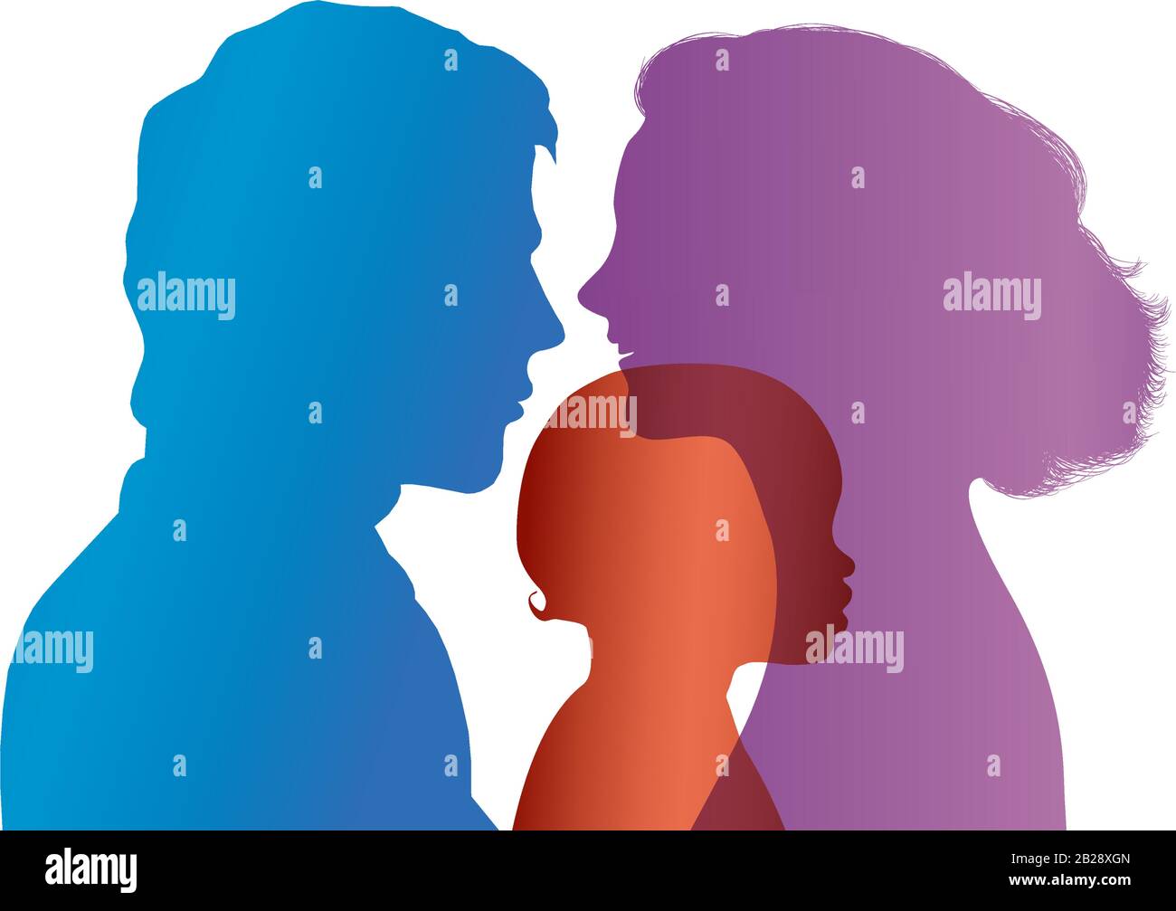 Concept De Famille Maman Papa Et Son Amour De Famille Couple Heureux Avec Bebe Famille Moderne Isole Adoption Silhouette De Profil Image Vectorielle Stock Alamy