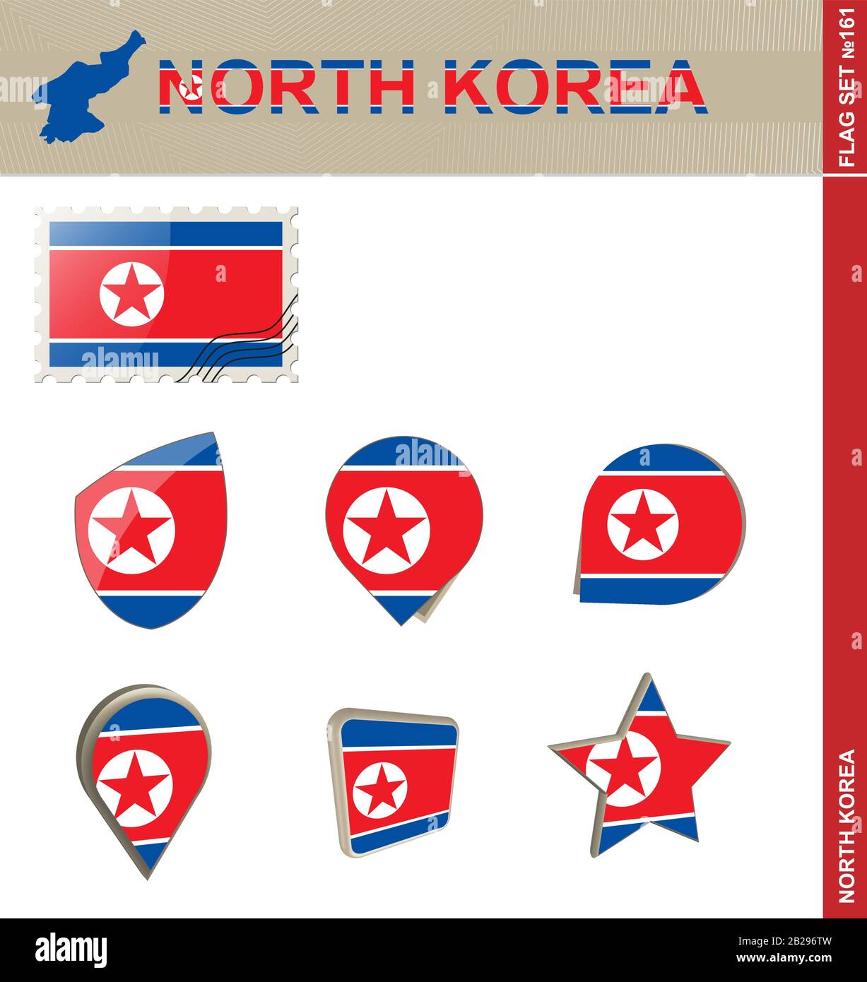 Ensemble De Drapeaux De La Corée Du Nord, Ensemble De Drapeaux #161. Vecteur. Illustration de Vecteur