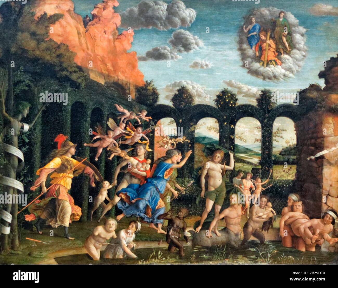Triomphe des Vertus ou Minerva Expulsant les vices du jardin De La Vertu - Andrea Mantegna, 1499 Banque D'Images