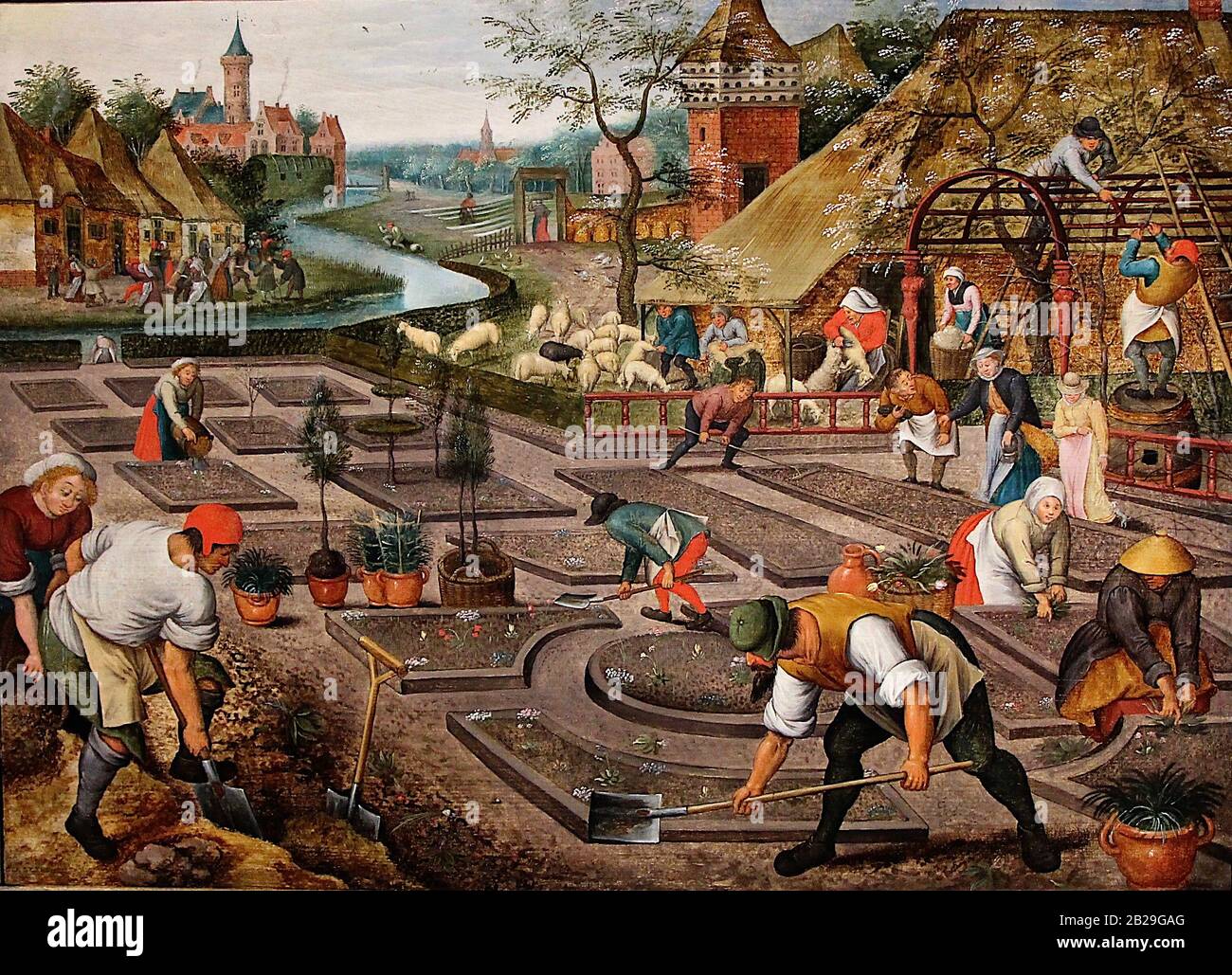 Printemps (vers 1625) peinture de Pieter Bruegel (Brueghel) le jeune (II) - image De très haute qualité et résolution Banque D'Images