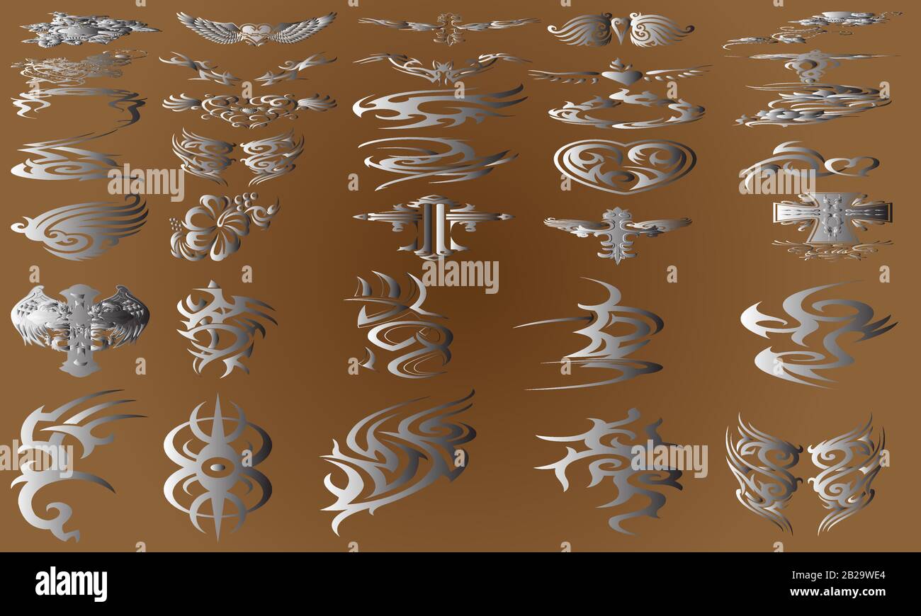 collection tatouage art design Illustration de Vecteur