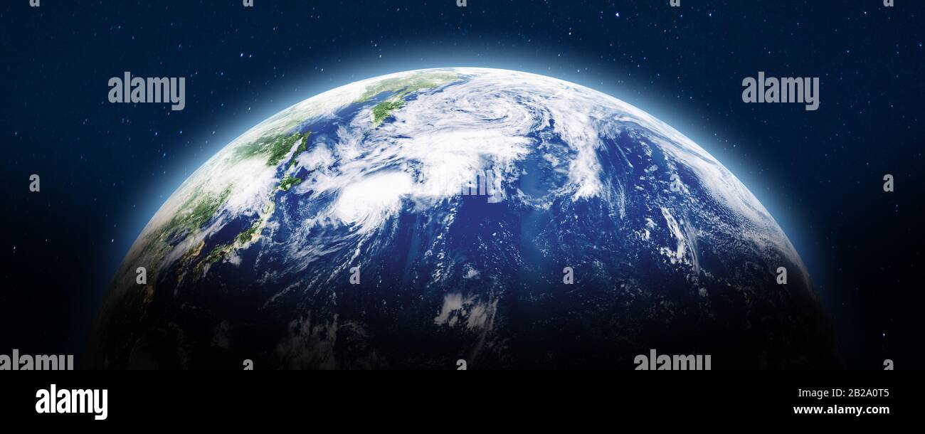La planète Terre vue panoramique. Éléments de cette image fournie par la NASA. Le rendu 3D Banque D'Images