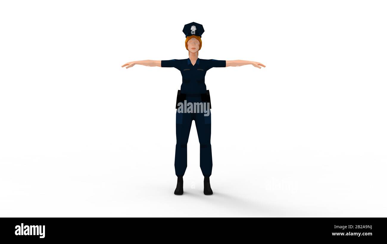 Le rendu tridimensionnel d'un policier généré par ordinateur a été isolé Banque D'Images