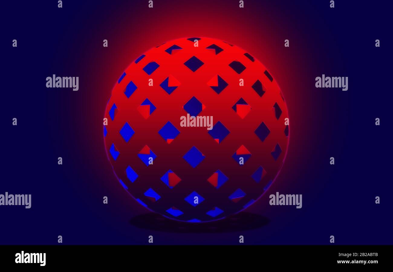 boule tridimensionnelle, illustration d'une couche rouge brillant, figure géométrique Banque D'Images