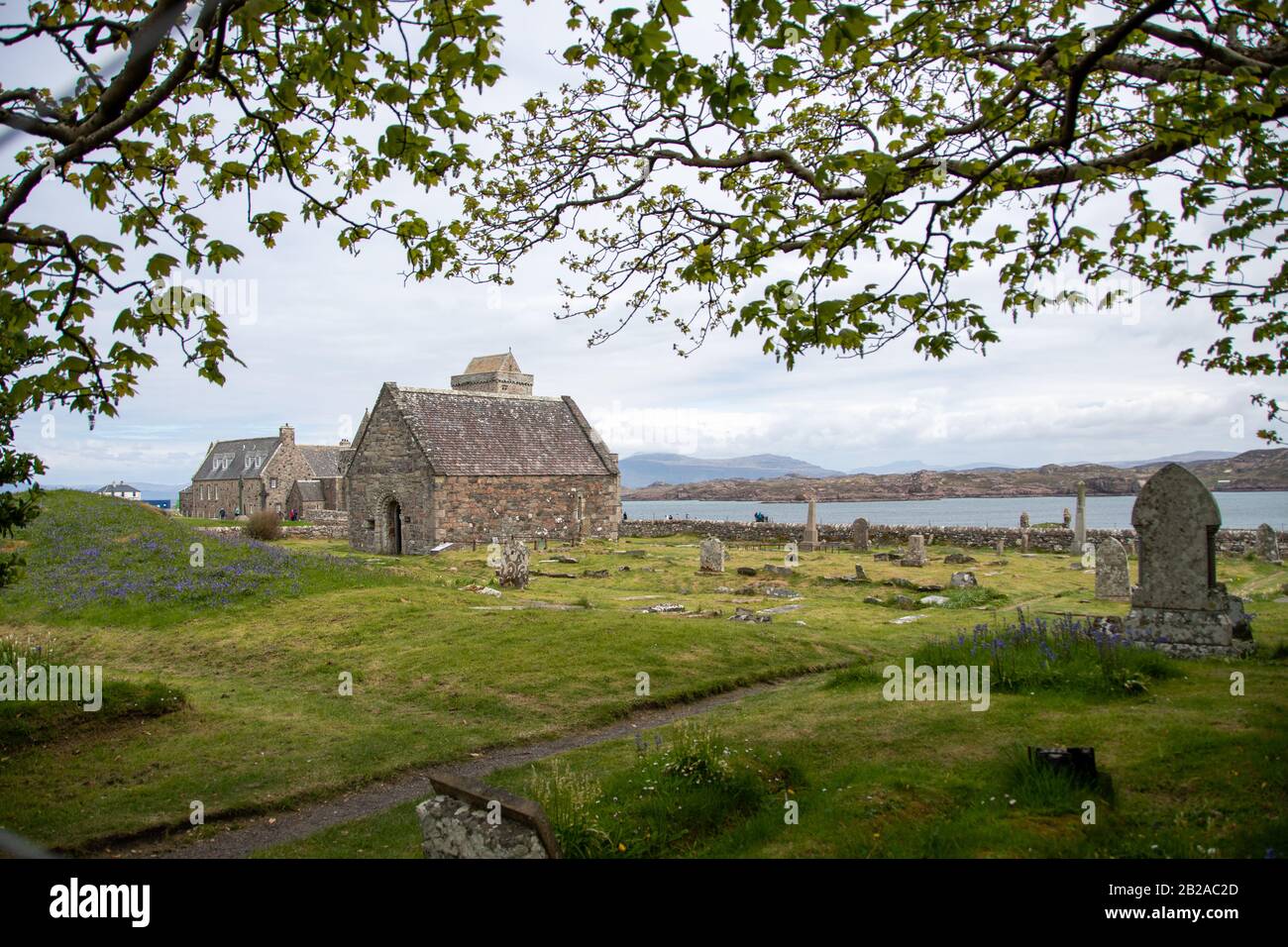 Chapelle St Oran et cimetière, Iona Inner Hebrides, Écosse, Royaume-Uni Banque D'Images