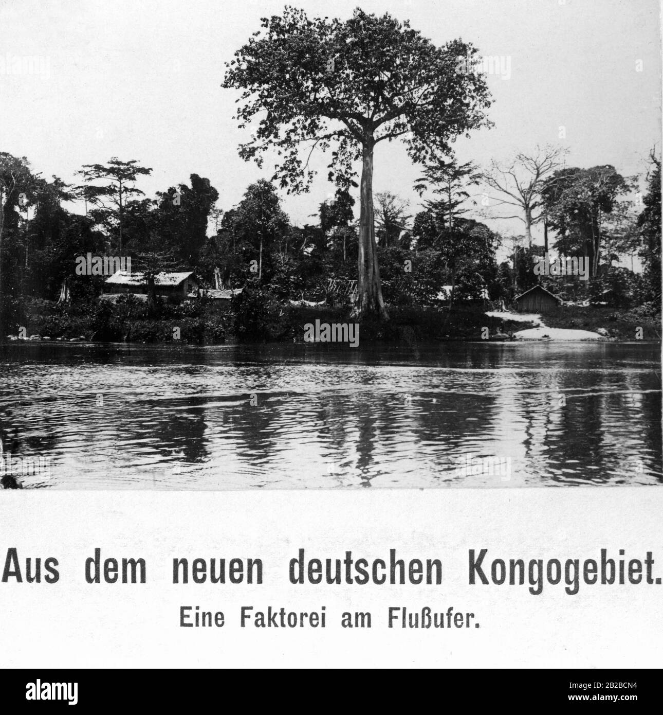 Vue d'une usine sur une rivière dans la colonie allemande du Cameroun. L'usine est située dans la partie nord de la colonie allemande, qui appartenait à l'origine au Congo. Banque D'Images