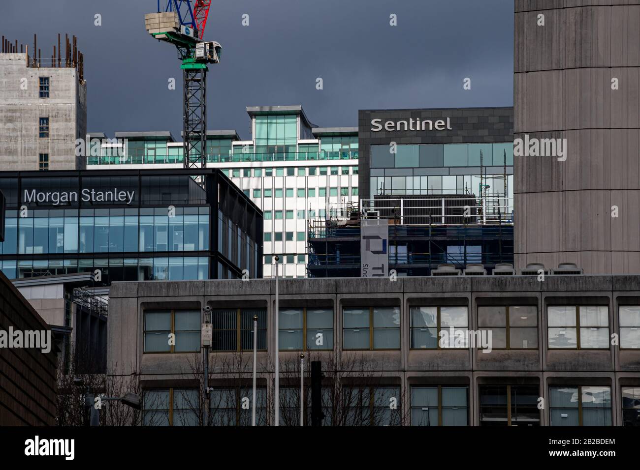 Construction dans le quartier des services financiers internationaux du centre-ville de Glasgow en 2020. Banque D'Images