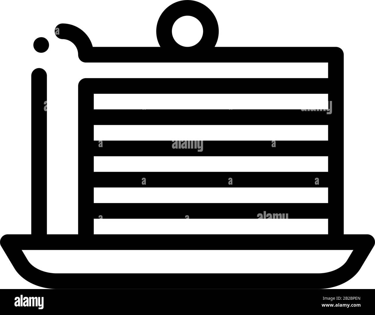 Gâteau Bouffant Avec Icône Berry On Top Thin Line Vector Illustration de Vecteur