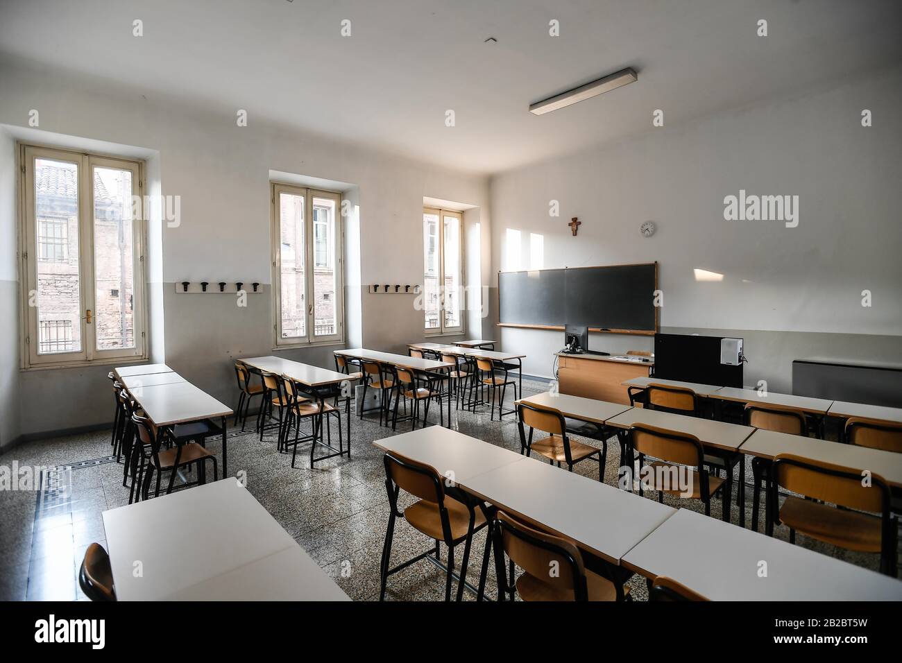 Italie, Lombardie, Brescia, 24 février 2020 : épidémie du virus Covid-19, dans les écoles de photo fermées pendant l'urgence du coronavirus photo © Matteo Banque D'Images