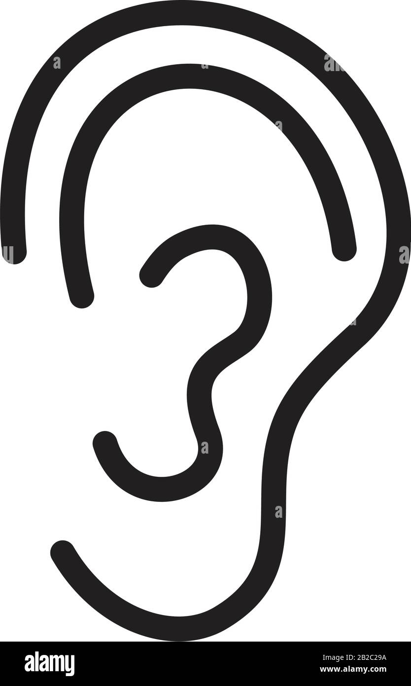 Modèle d'icône d'oreille noir modifiable. Symbole d'icône d'oreille illustration vectorielle plate pour la conception graphique et Web. Illustration de Vecteur