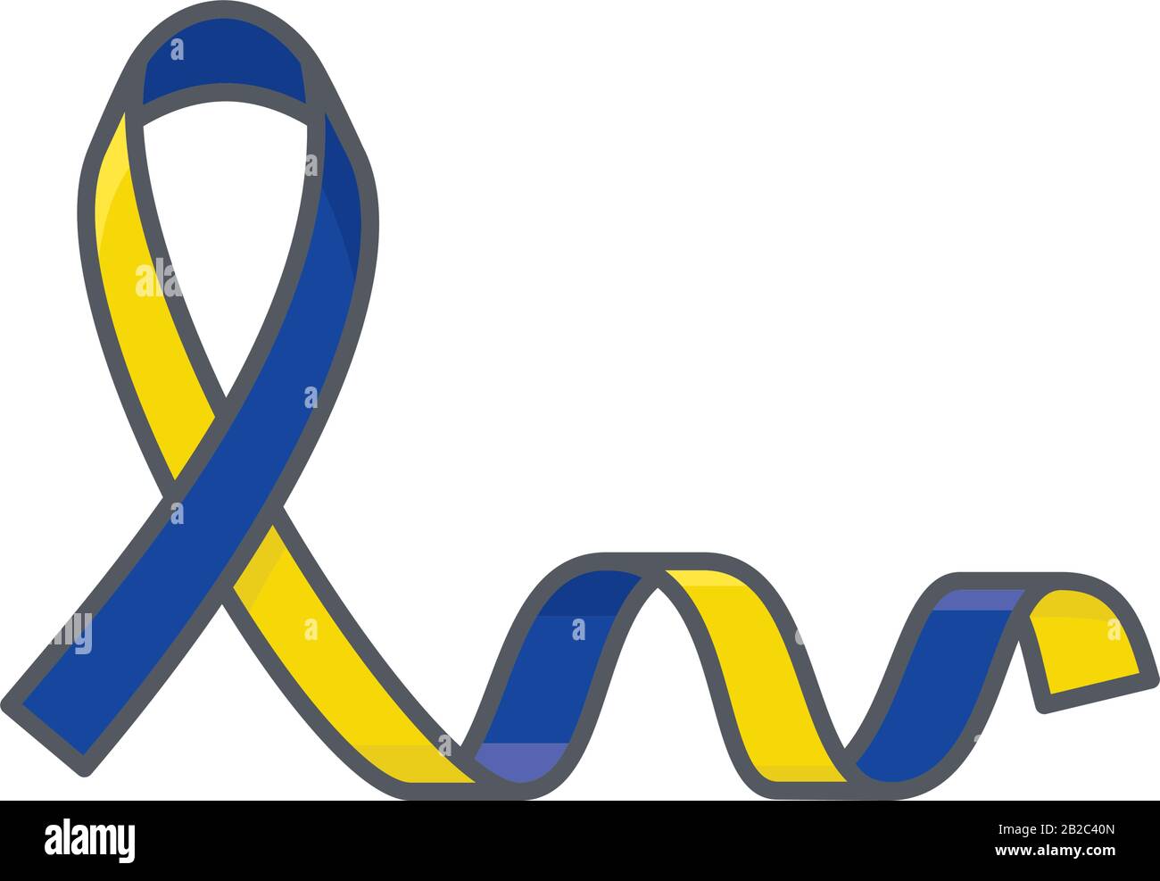 Illustration vectorielle isolée de ruban de syndrome De Down bleu et jaune . Symbole de sensibilisation aux troubles génétiques. Illustration de Vecteur