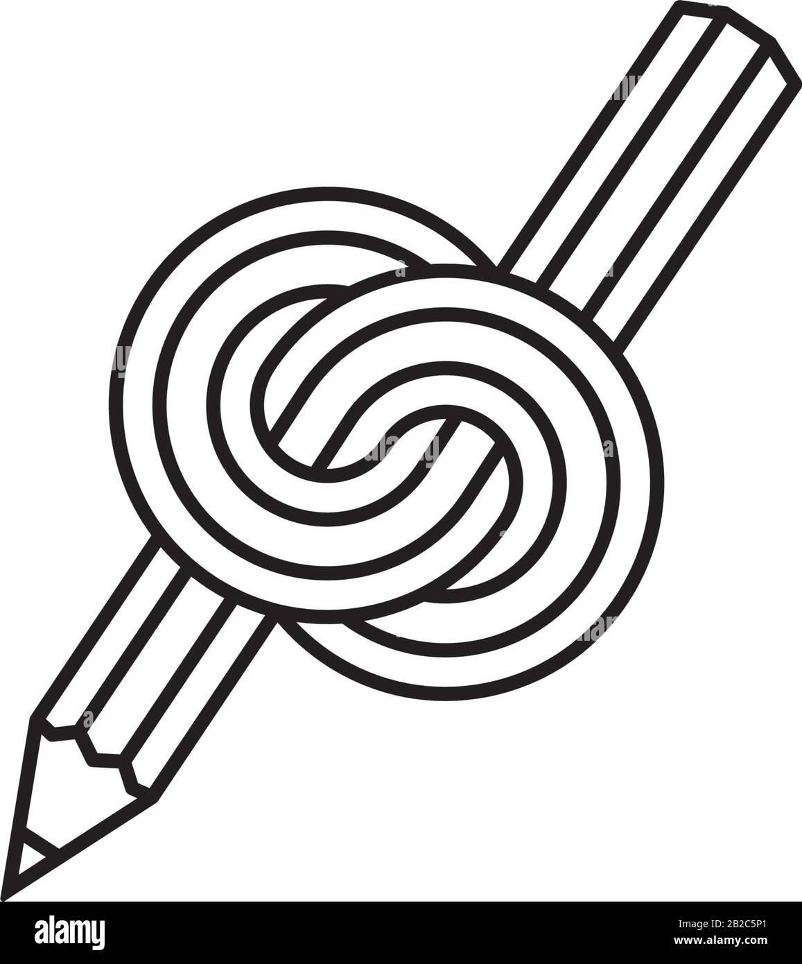 Icône de ligne vectorielle de crayon nouée. Symbole de contour de bloc d'écriture. Illustration de Vecteur