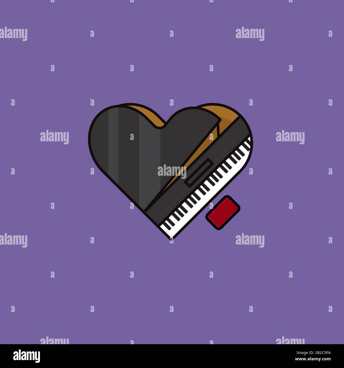Piano à queue en forme de coeur, vue de dessus, illustration vectorielle pour Piano Day le 29 mars. Symbole de l'amour de la musique. Illustration de Vecteur